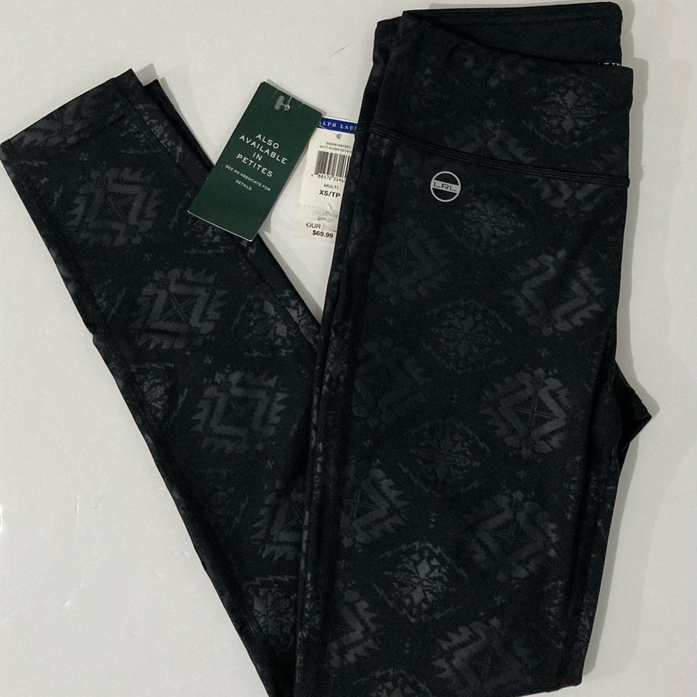 Lauren Ralph Lauren Active Leggings Black Print Women’s XSmall